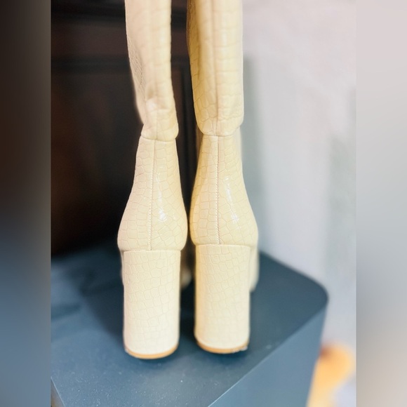 Nasty gal Faux Leather Croc Knee High Pointed Boots women’s boots size 37(6)US - Picture 11 of 14